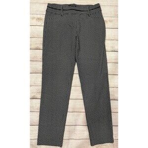 Zac & Rachel Pull On Dress Pant Women Black White Geometric Ankle Stretch Chic 6